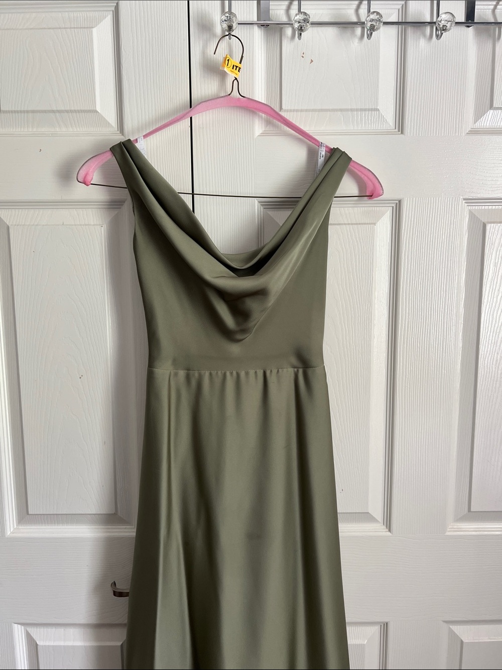Draped One-Shoulder Olive Green Dress